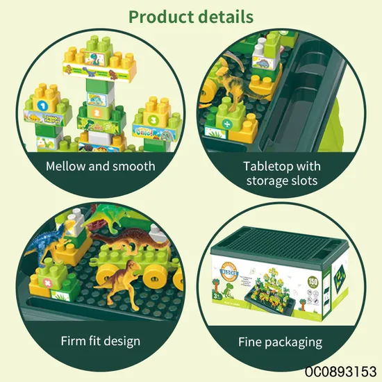 Wholesale Educational Montessori Dinosaur Plastic Building Blocks Tables Popular DIY Toys for Kids