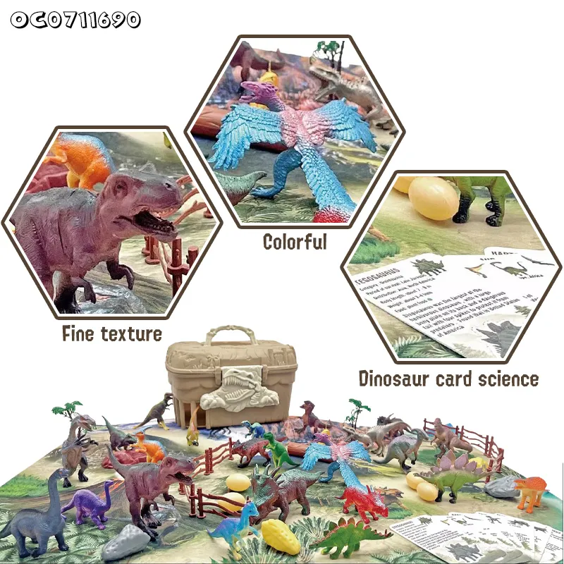 Children PVC Model Educational Animals Simulated Realistic Dinosaur Puppet Baby Toys for Sale with Portable Storage Box
