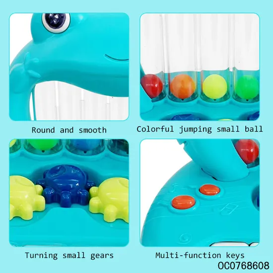 Wholesale Learning Montessori Cartoon Frog Light up Bouncing Ball Electric Music Piano Keyboard Toy