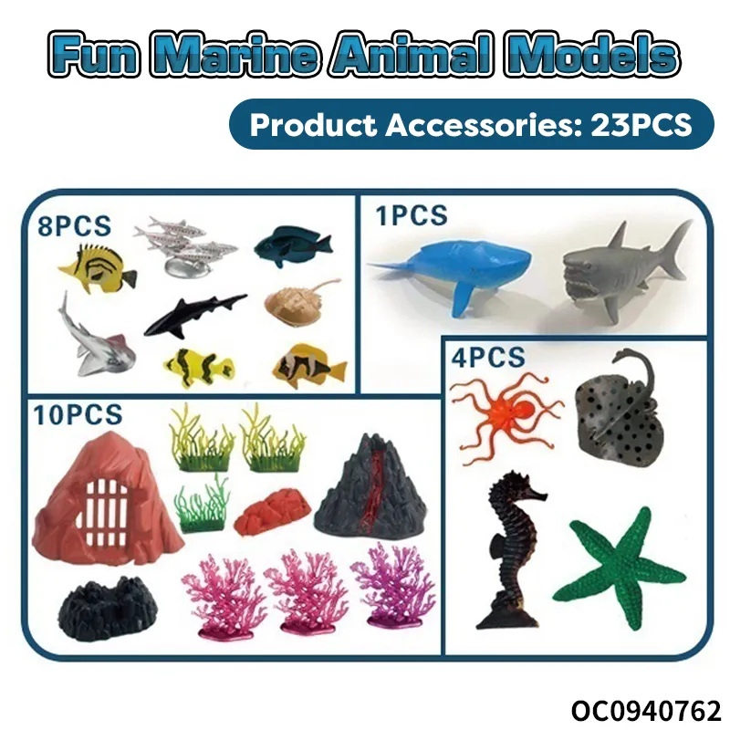 Wholesale Montessori Educational 23PCS PVC Educational Model Plastic Sea Counting Animal Toys Set for Kids