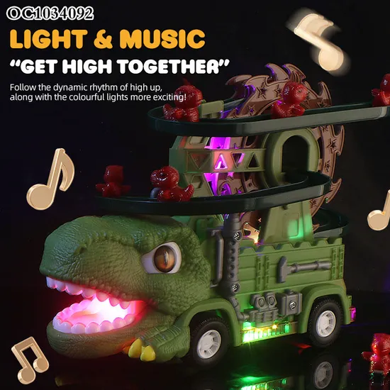 Rotating Plastic Ferris Wheel Multi Functional Electric Dinosaur Flexible Race Track Slide Toy with Light Music