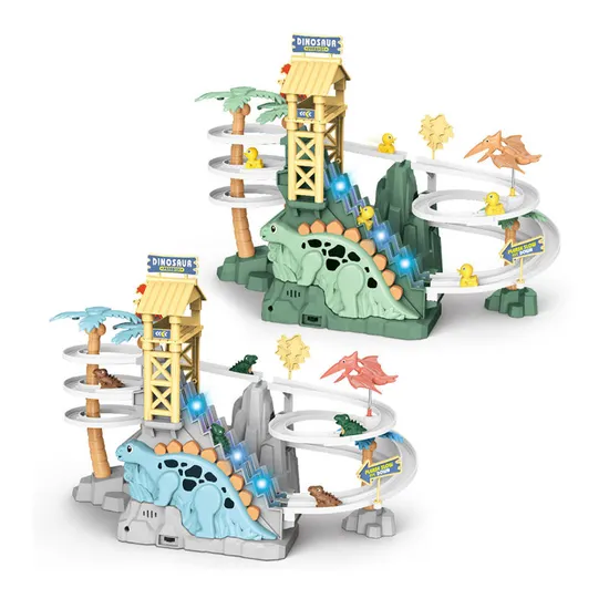 Electric Dinosaur Race Car Track Toys for Boys Car Adventure Toys with Plastic Ducks