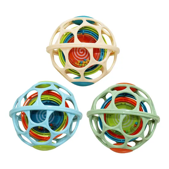 Hand Eye Coordination Shake Rattle Drum Baby Hand Grabbing Toy Felt Balls Baby Stress Ball Toy
