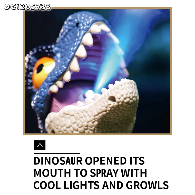 Simulation Sound Cute Cartoon Light up Animals Battery Operated Dinosaur Plastic Toys with Mist Spray for Boys Kids