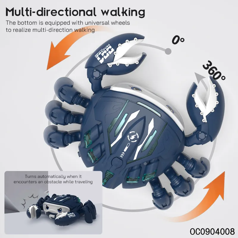 Wholesale Light up Toys LED Flashing Infant Musical Crawling Crab Electric Baby Battery Operated Toys