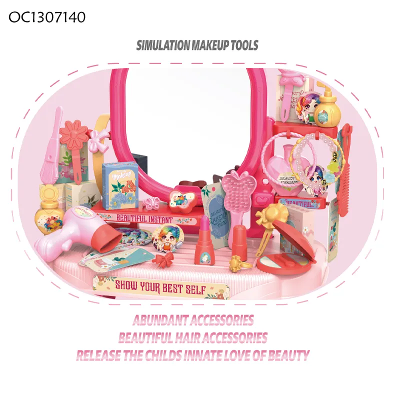 Wholesale Portable Cosmetic Fashion Makeup Pretend Beauty Gift Girls Dressing Table Toy
