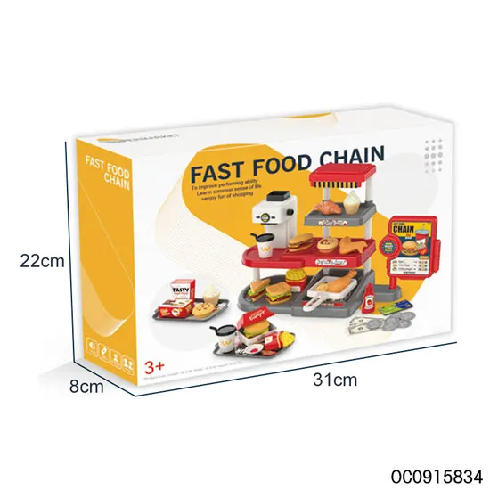 Selling Fast Food Pretend Play Toys 2024 Include Supermarket Stores Cash Set Toy for Kids