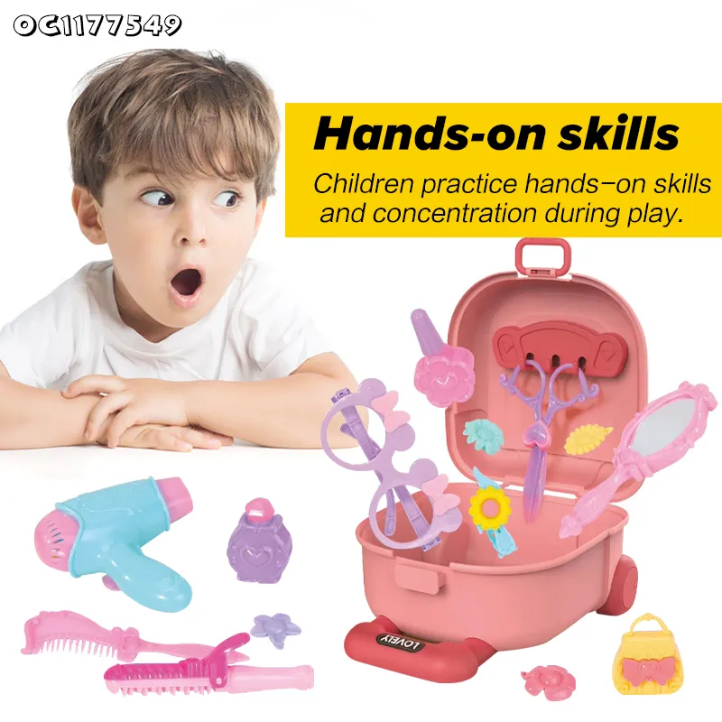 Wholesale High Quality Pretended Portable Beauty Makeup Play Game Make up Kids Girl Plastic Hair Salon Beauty Toys