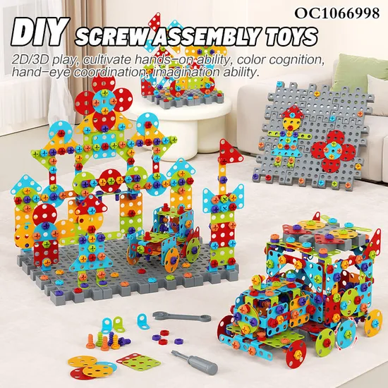 Wholesale Educational Montessori Popular DIY 490PCS Plastic Kids Plastic Building Blocks Set Table DIY Toy