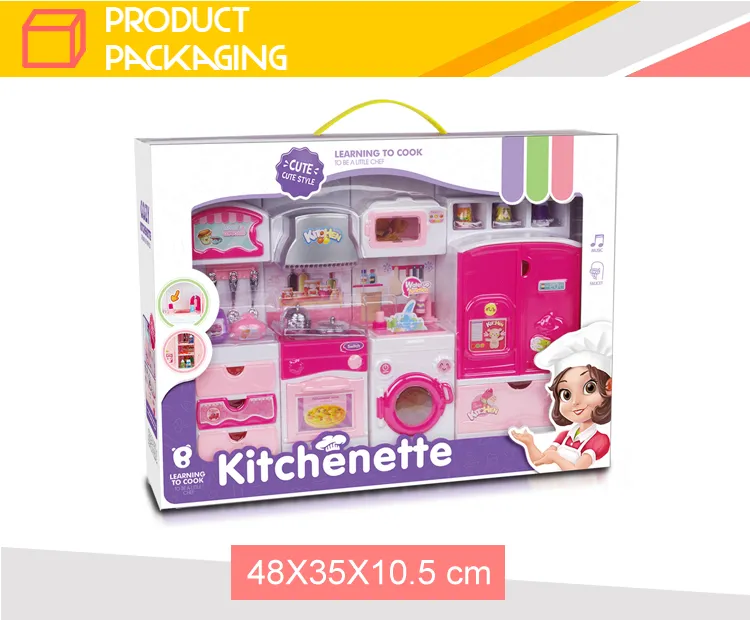 Wholesale Girls Gift Pretend Children's Plastic Mini Pink Kitchen Cabinet Tool Play Toy with Music for Girls