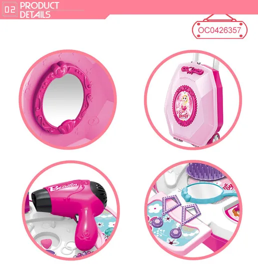 Wholesale Beauty 2 in 1 Electric Trolley Case Makeup Set Mini Cosmetic Toy for Girls Kids
