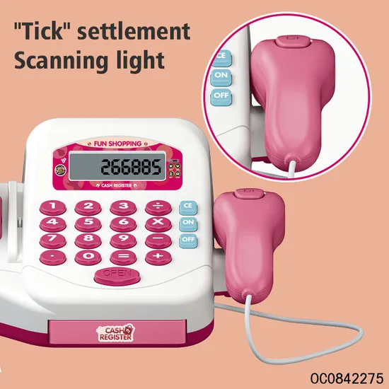 Electronic Cash Register Checkout Play Toy Supermarket Simulation Cash Register Toy with Scanner