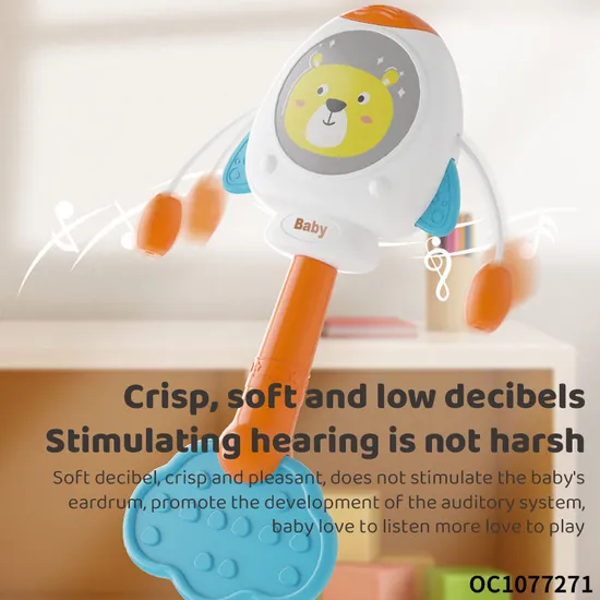 Wholesale Montessori Baby Hand Shake Rattle Teether Silicone Chewing Plastic Baby Toy