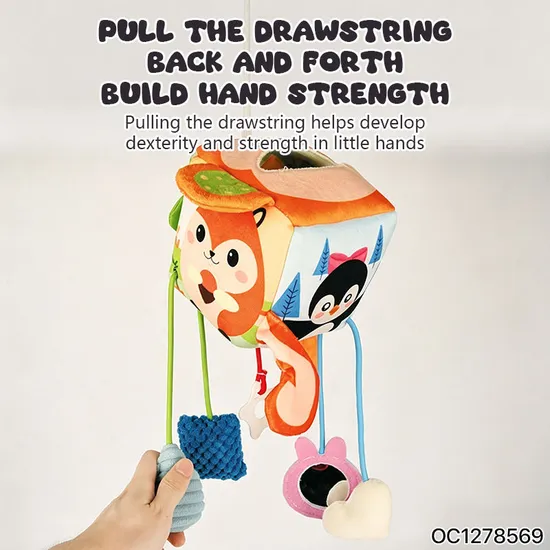Soothing Vocal Music Montessori Felt Ball Baby Tissue Box Toy Soft Activity Cubes Crib Hanging Mobile Rattles Toys for Bed