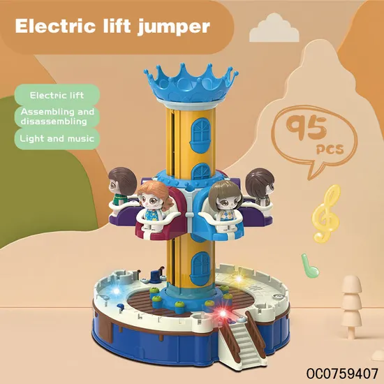 95PCS Wholesale Educational Plastic Montessori DIY Building Toys for Kids with Lights Music