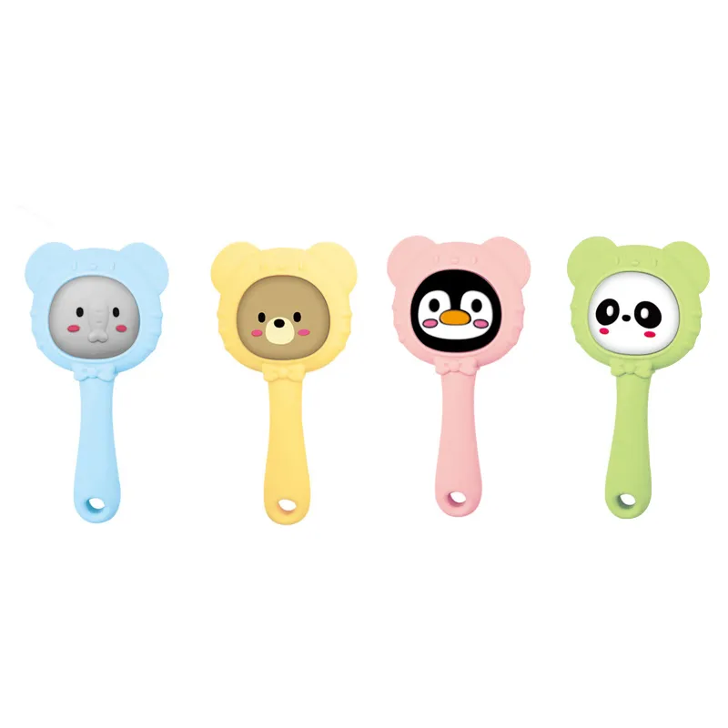 Wholesale Montessori Lovely Sensory Teether Rattle Set Baby Food Silicone Teether Toy