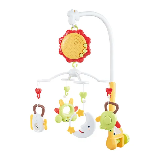 Plastic Animal Hand Rattle Sensory Toys Crib Baby Mobile Multifunctional Musical Bed Bell Toys for Kid with Music