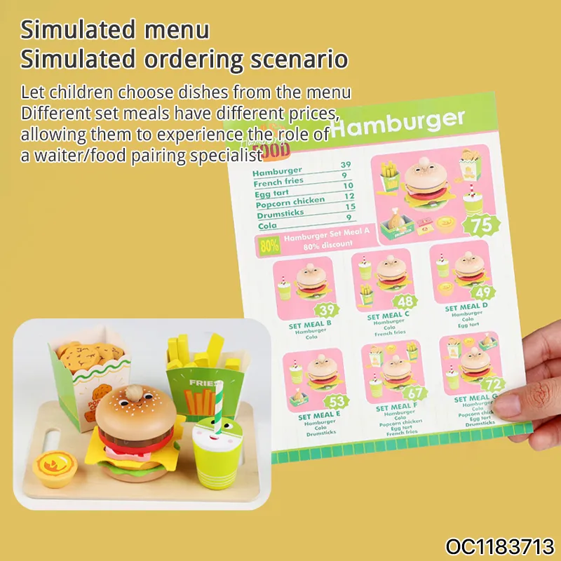 Wholesale Funny Role Play Big Pretend Plastic Play House Preschool Children Wooden Fast Food Kitchen Cooking Toys Set