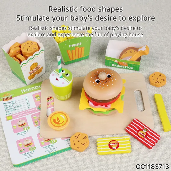 Wholesale Funny Role Play Big Pretend Plastic Play House Preschool Children Wooden Fast Food Kitchen Cooking Toys Set