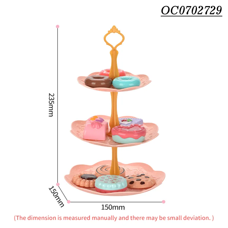 Wholesale Tableware Food Children Play Afternoon Tea Pink Plastic Kitchen Pretend Toy Set