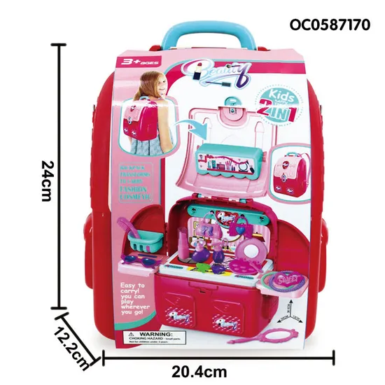 Wholesale Handbag Beauty Fashion Cosmetic Backpack Pretend Portable Makeup Toy for Girls Kids