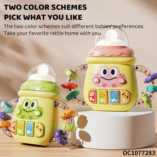 Wholesale 2in1 Baby Sensory Toys Rattle Plastic Electric Baby Teether Silicone Chewing Toy for Baby Toys with Music