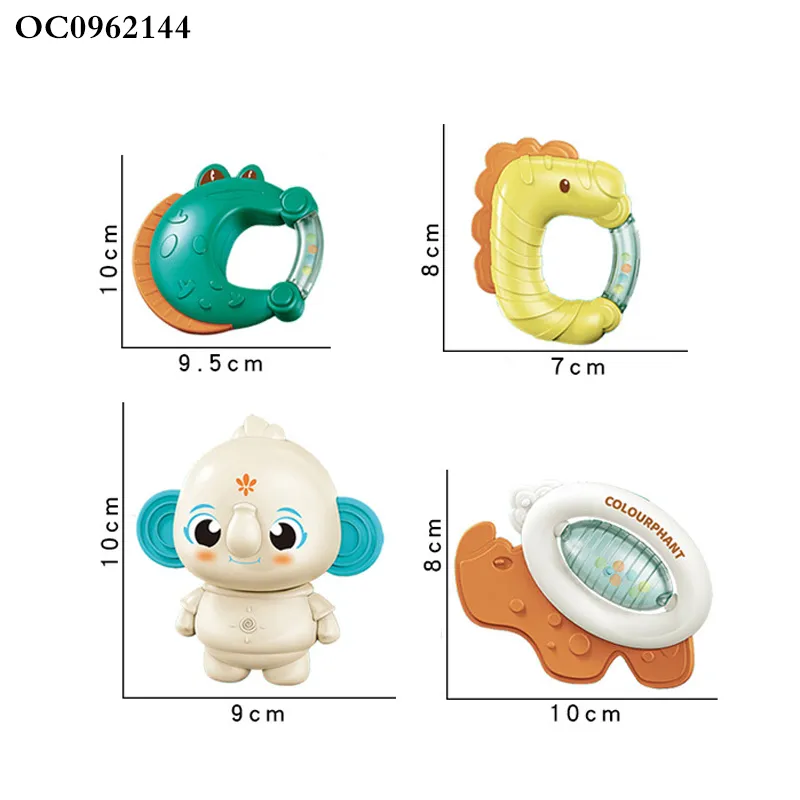 Wholesale Montessori Lovely Sensory Chew Silicone Rattle Teether New Born Baby Hand Music Toys