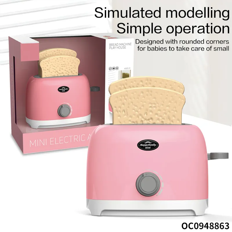 Wholesale Pretend Pink Children's Plastic Kitchen Tool Small Toaster Appliances Toy for Kids
