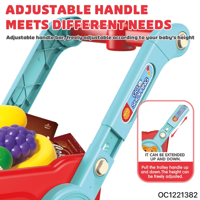Pretend Simulation Cashier Counter Children Play Shopping Cart Fruit Vegetables Supermarket Toy for Kids Baby Indoor Game