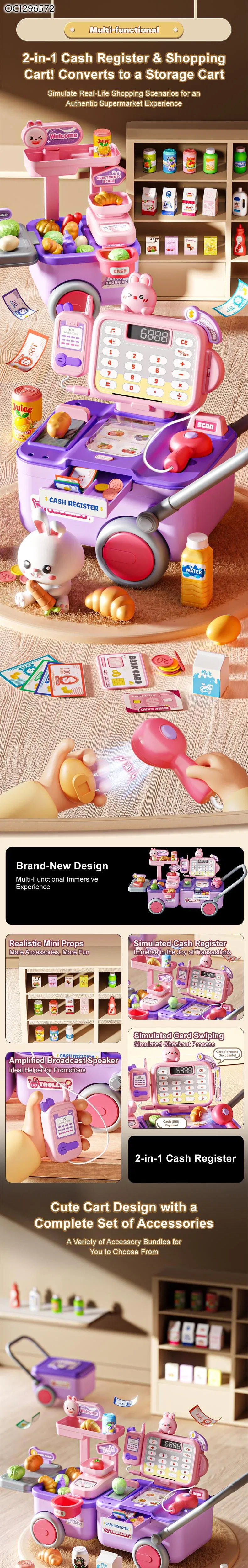 Hot Sale Early Educational Pretend City Play Houses House Supermarket Cash Register Toys with Calculator Food Vegetable