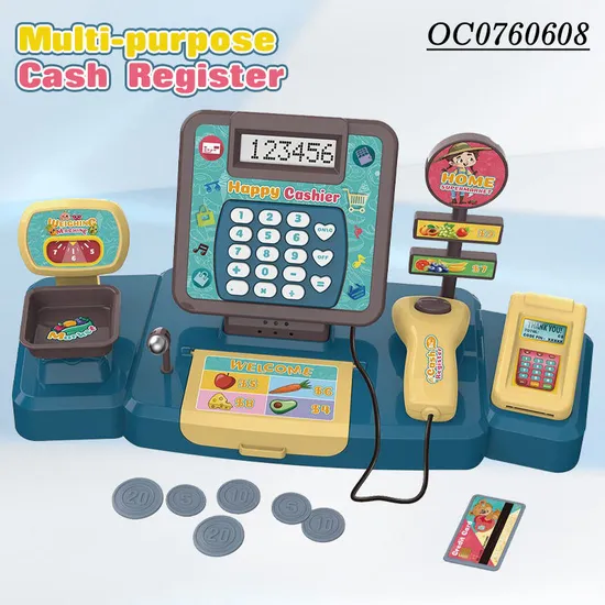 B/O Pretend Play Fast Food Hot Portable Cash Register Supermarket Food Toy