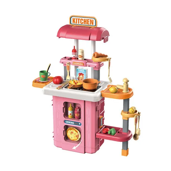 Wholesale 3in1 Plastic Toy Cooking Vegetable Fruit Food Food Pink Children's Plastic Kitchen Toys