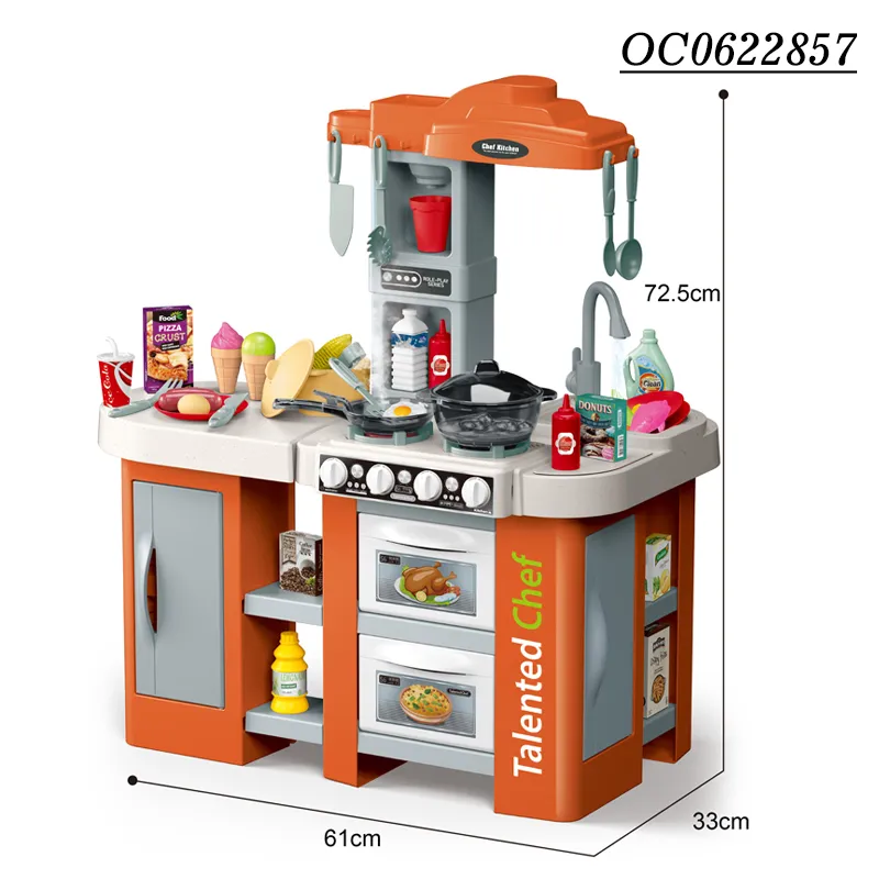 Wholesale Pretend Play Big Size Electric Spray Light Sound Children's Plastic Kitchen Set Toy for Kids