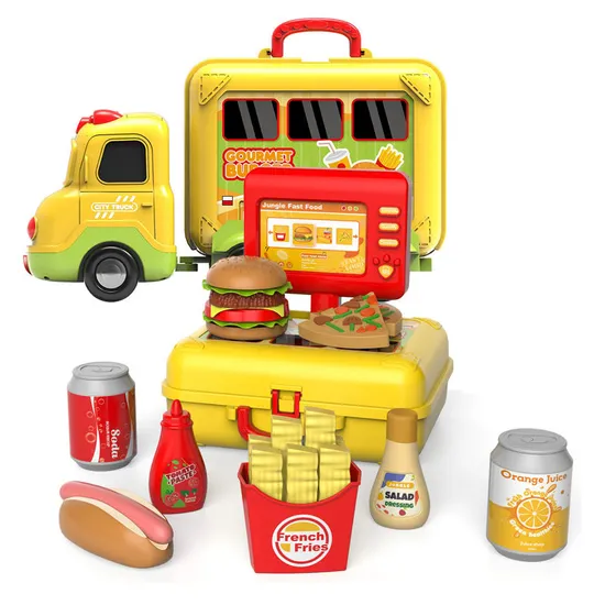 Wholesale Funny Pretend Play Set Fast Food Set Hamburger Children's Educational Plastic Mini Kitchen Toy