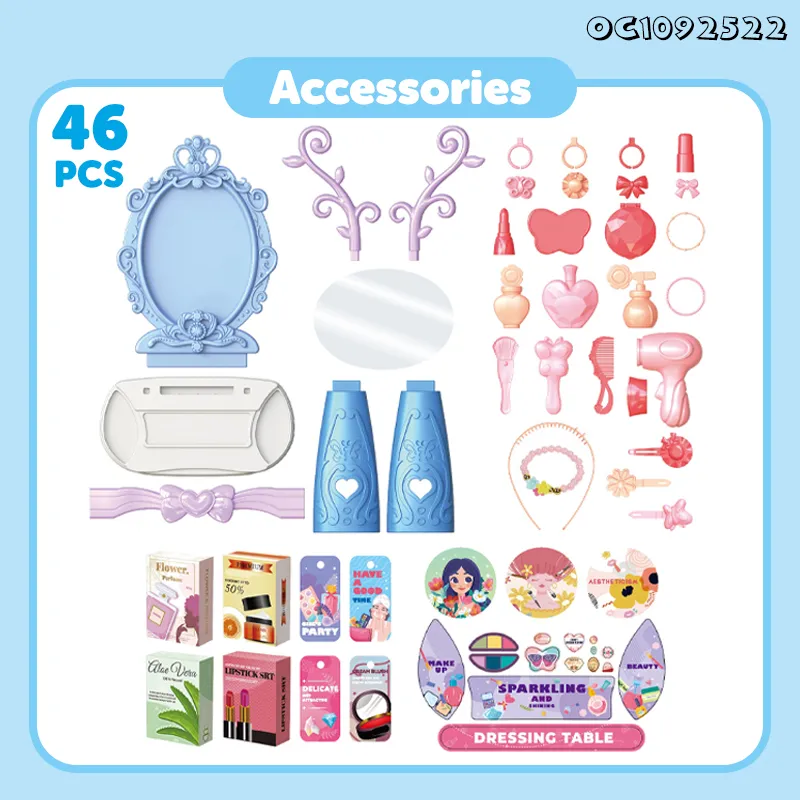 Wholesale Pretend Beauty Fashion Kids Girls Makeup Set Dressing Table Toy with Mirror