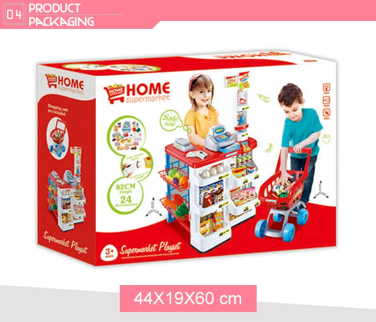 Pretend Kitchen Play Set Kids Supermarket Toy