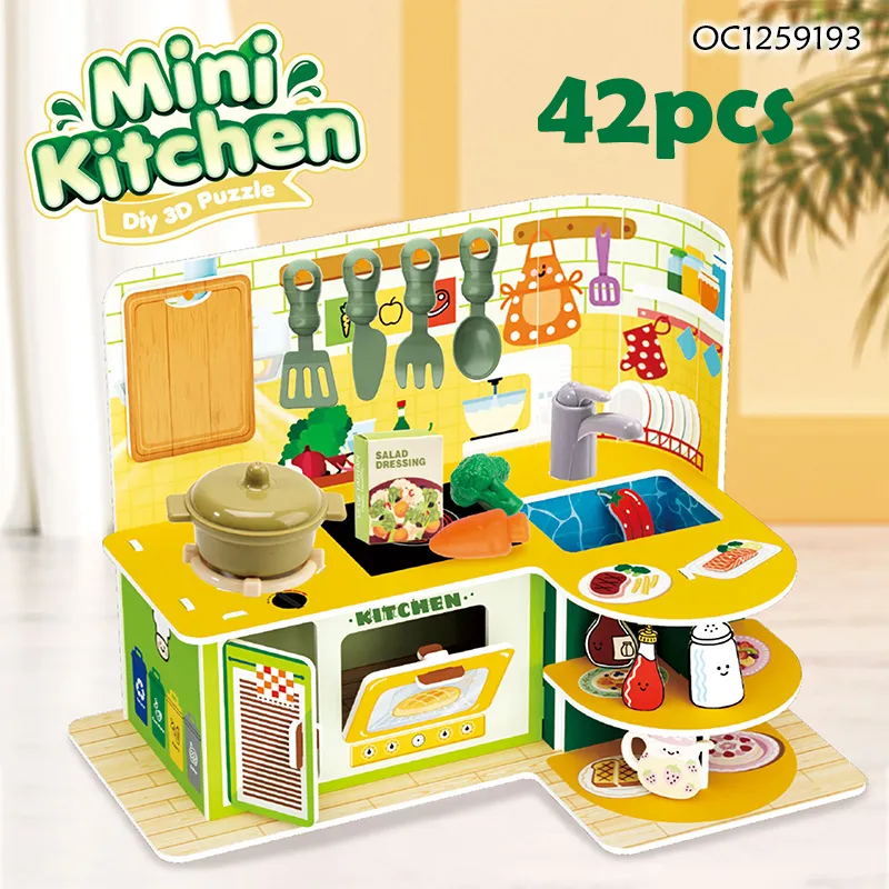 Wholesale 3D Model Educational Spray Kitchen Plastic Children House Play Set for Kids