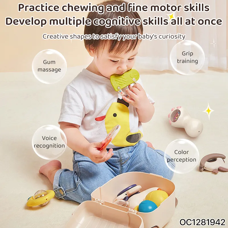 Wholesale Montessori Rattle Ball Silicone Educational Teether Sensory Toys for Baby