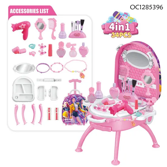 Wholesale Mirror Dresser Children Make up Pretend Beauty Kit Fashion Product Kids Makeup Nail Set Toys for Girl