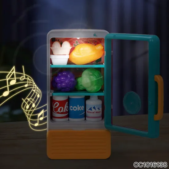 Simulation Food Plastic Toy Electric Mini Refrigerator Pretend City Play Houses with Supermarket Shopping Cart for Kids Children