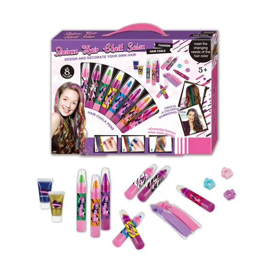 Wholesale Hair Colour Dye Pen Kids Beauty Fashion Makeup Sets Make up Toys for Baby Girls