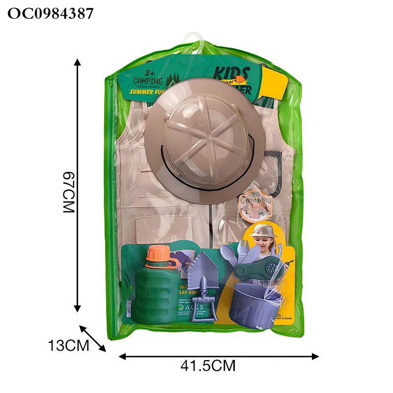 4in1 Knife Kettle Mugs Spatulas Outdoor Children's Game Camping Vest Helmets Tools Toy for Kids Pretend Play
