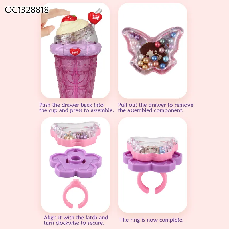 DIY Pink Jewelry Box Fashion Girl Makeup Making Ring Ideas Mini Cosmetic Make up Toys for Girls