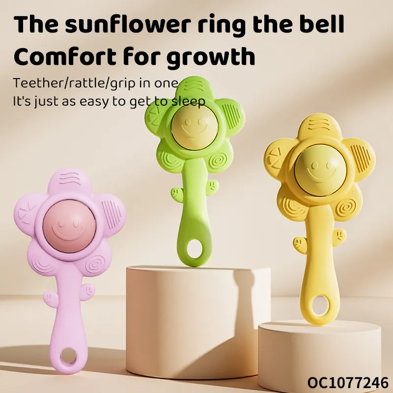 Wholesale Montessori Educational Lovely Silicone Baby Plastic Ball Baby Teether Chew Toy