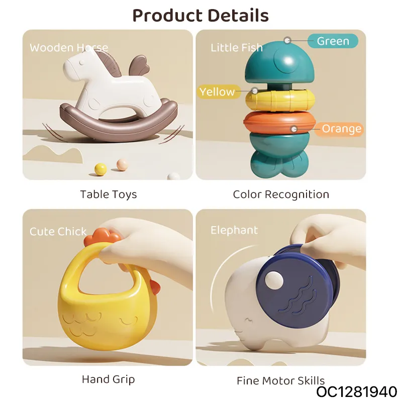 Custom Baby Rattle Clackers Noise Maker Grogger Toy Manufacturer Silicone Teether Sensory Rattle Toy for Baby From 0 to 12 with storage