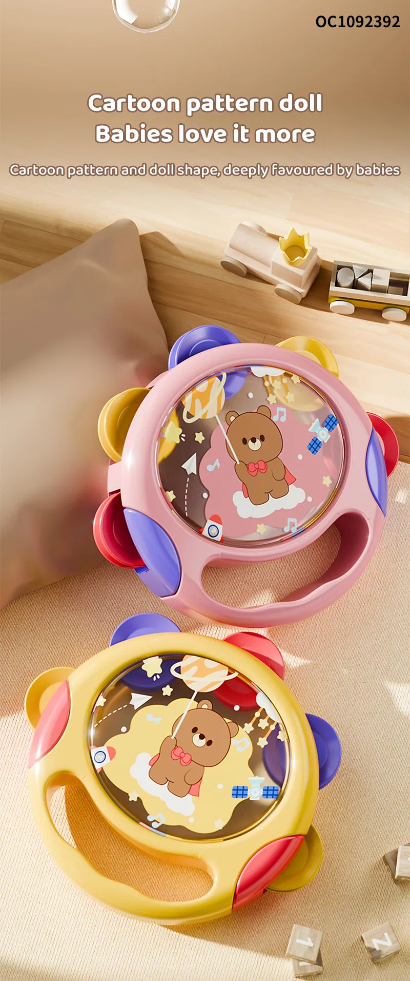 Hand Clap Toys Drum Musical Educational Percussion Sensory Baby Boy Toys Set 6-12 Months Items Hand Shake Rattle Drum Toy for Sale