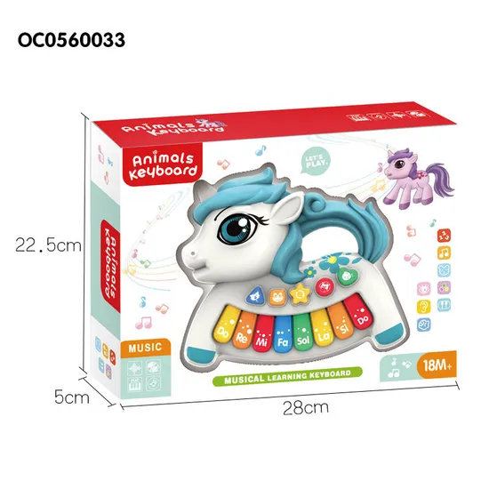 Wholesale Children Cartoon Horse Electronic Piano Educational Rainbow Keyboard Toy for Children