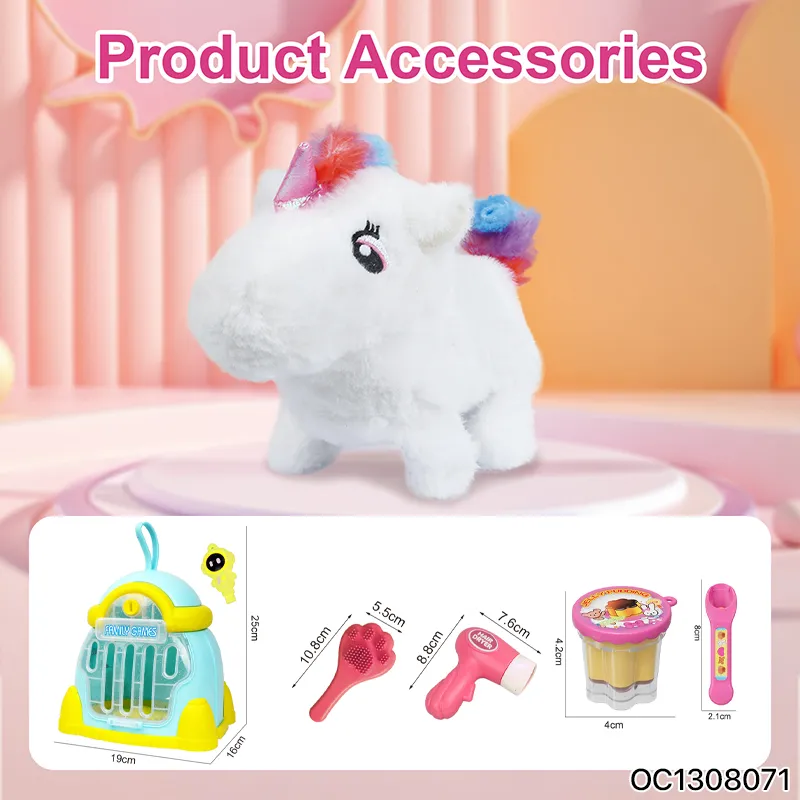 Wholesale Customized Walking Pretend Play Pet Custom Cute White Plush Electric Rocking Horse Stuffed Animal Toy