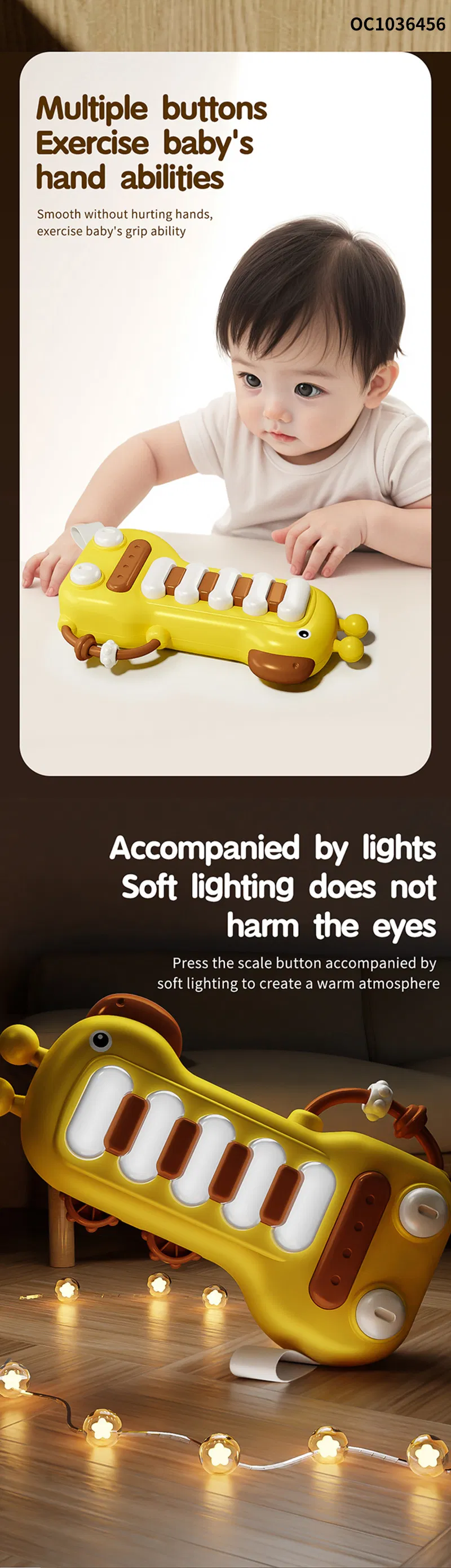 Wholesale Plastic Cartoon Giraffe Keyboards Music Electronic Baby Musical Piano Keyboard Toy