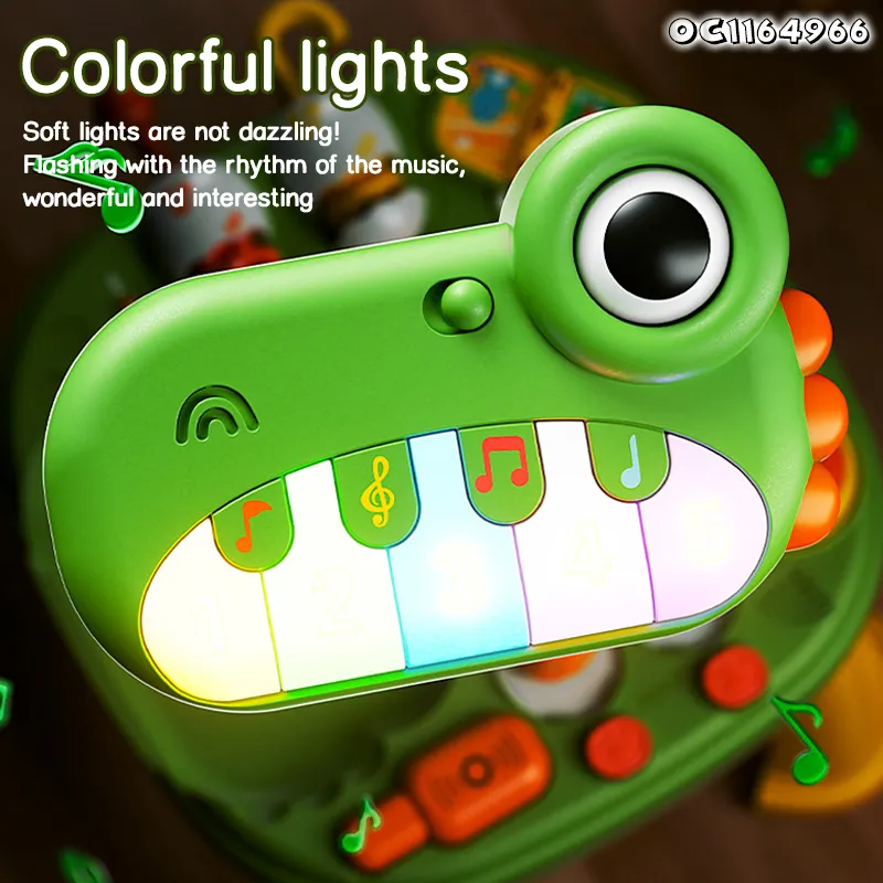 Wholesale Plastic Electric Light-up Keyboard Musical Instruments Children Sensory Musical Frog Piano Learning Toys for Kids with Colorful Lights